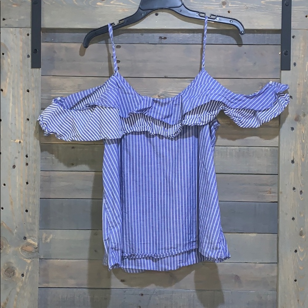 Off-The-Shoulders Jean Striped Top